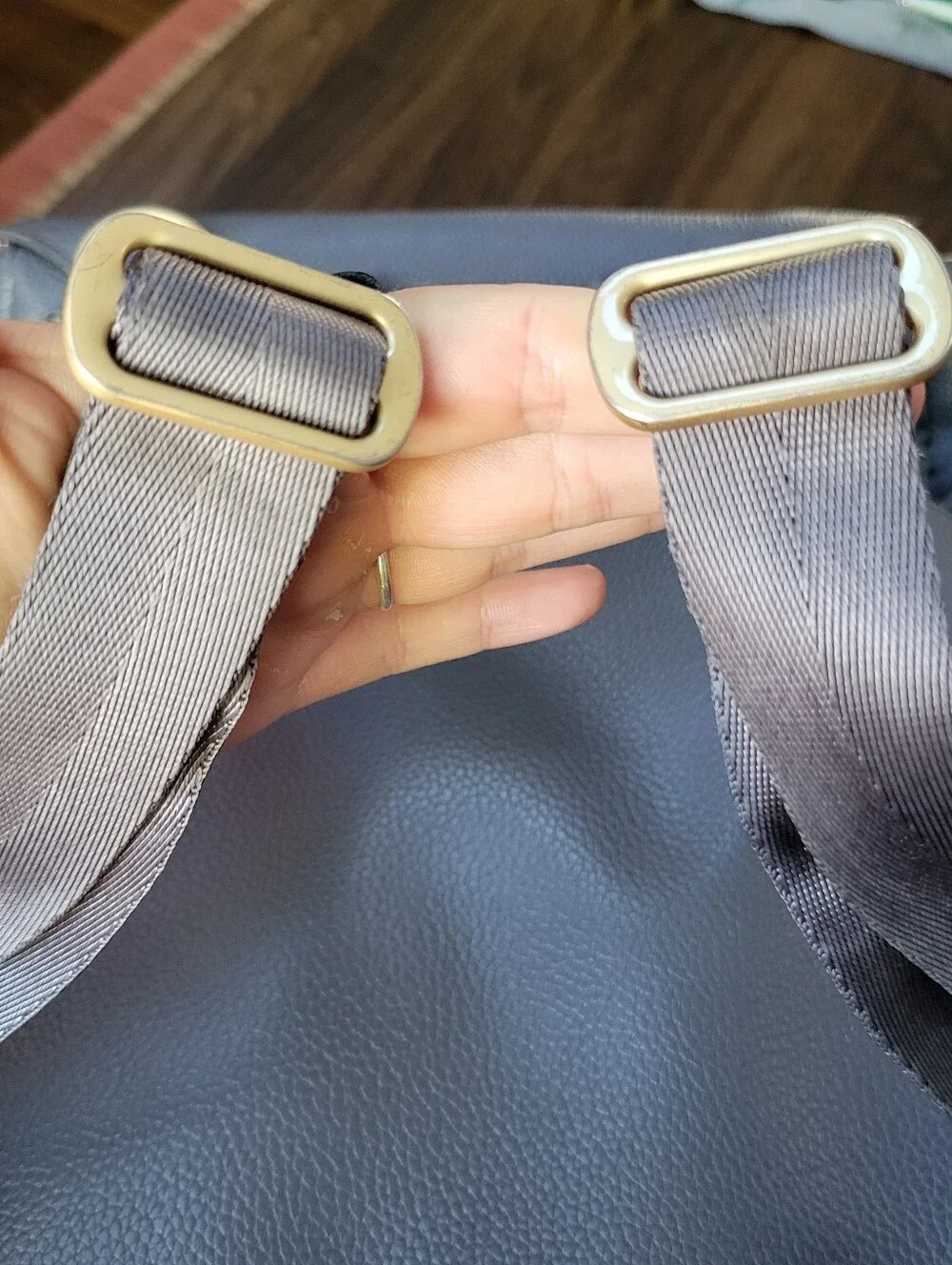 Freshly Picked Gray Vegan Leather Diaper Bag Backpack Adjustable Minimalist
